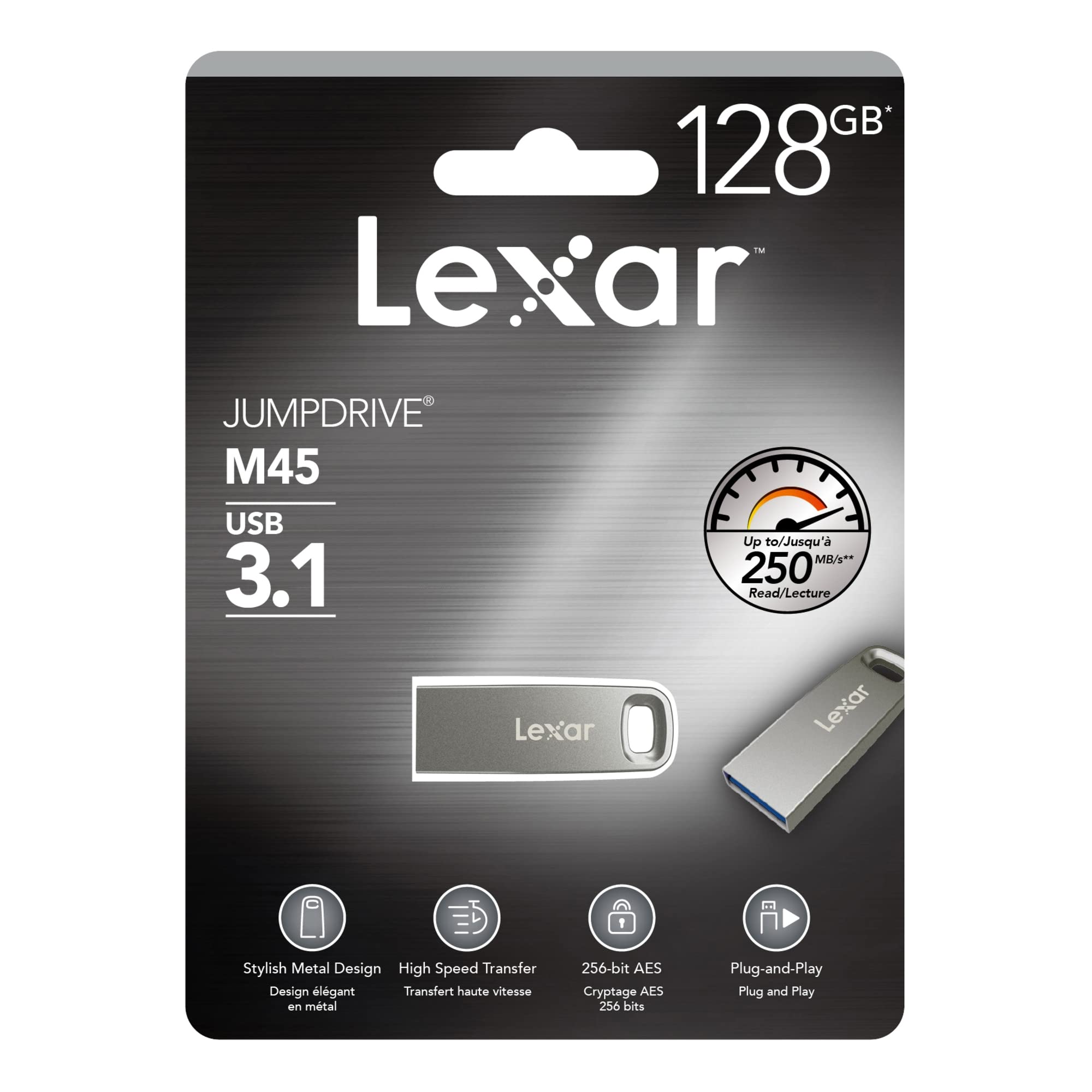 Lexar JumpDrive M45 128GB USB 3.1 Flash Drive (LJDM45-128ABSLNA)