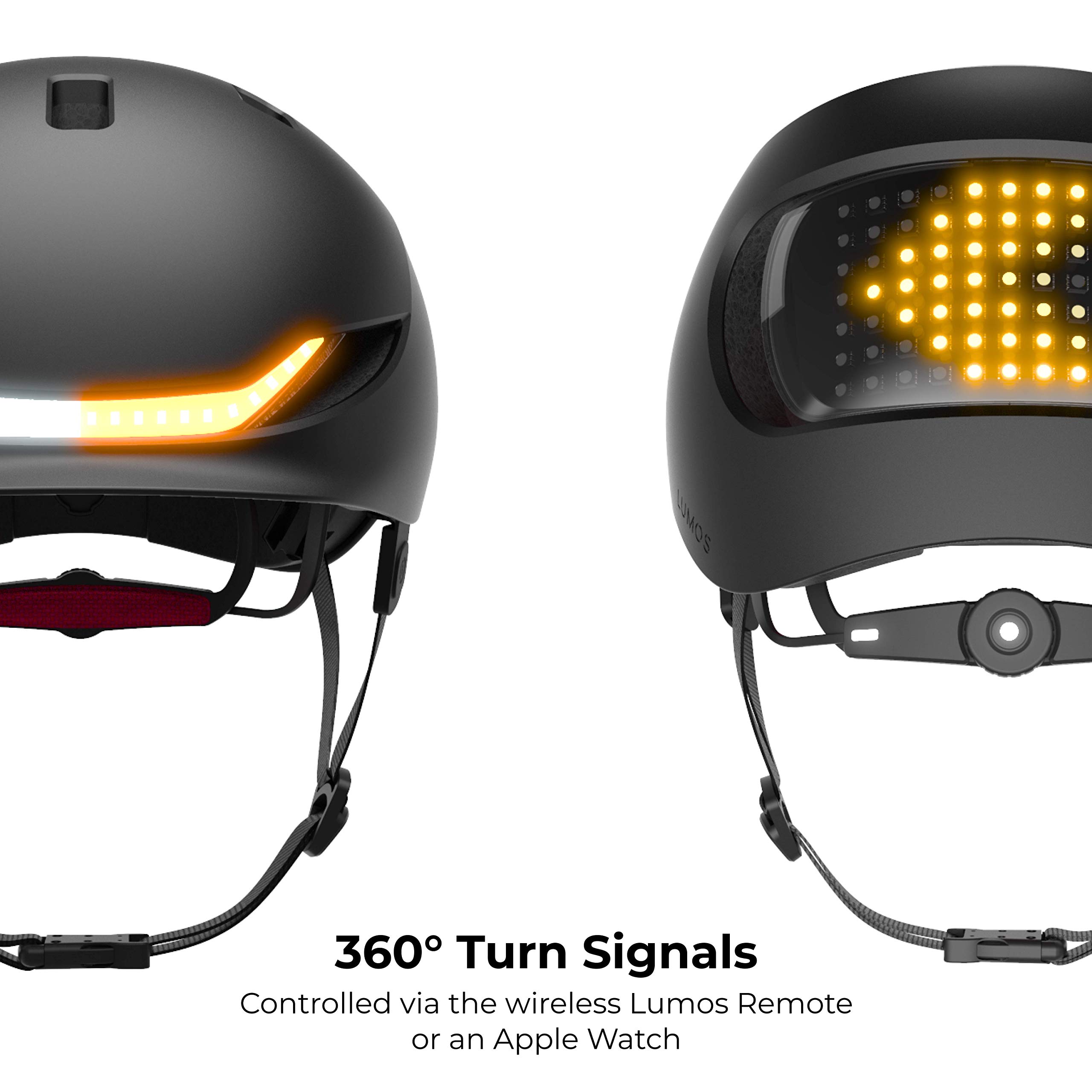 Lumos Matrix Smart Bike Helmet | Animated LED Display | Front and Back Turn Signals| Skateboard, Scooter, Road Bicycle Helmet for Adults: Men, Women (Without MIPS)