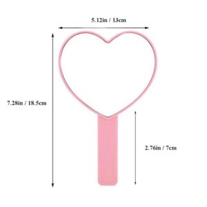 TBWHL Heart-Shaped Travel Handheld Mirror, Cosmetic Hand Mirror with Handle (Pink, 1Pack)