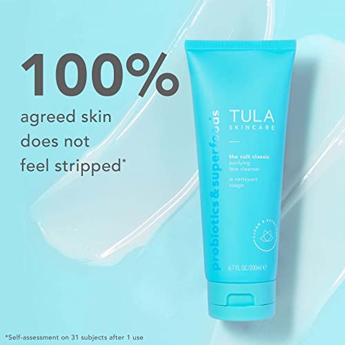 TULA Skin Care The Cult Classic Purifying Face Cleanser - Travel-Size, Gentle and Effective Face Wash, Makeup Remover, Nourishing and Hydrating, 1 oz.