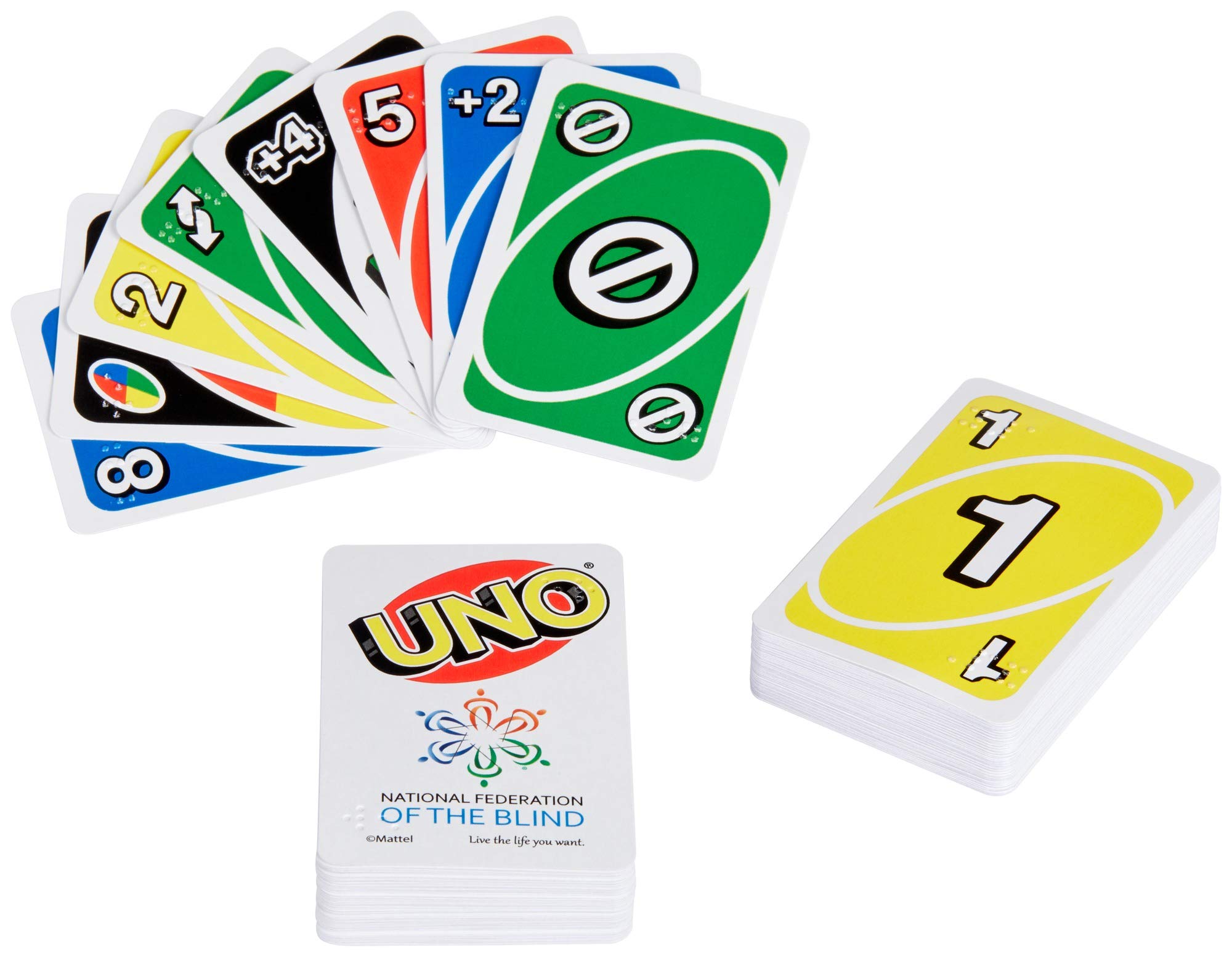 Mattel Games UNO Braille Card Game for Kids & Adults with Cards Specially Designed for Blind and Low-Vision Players