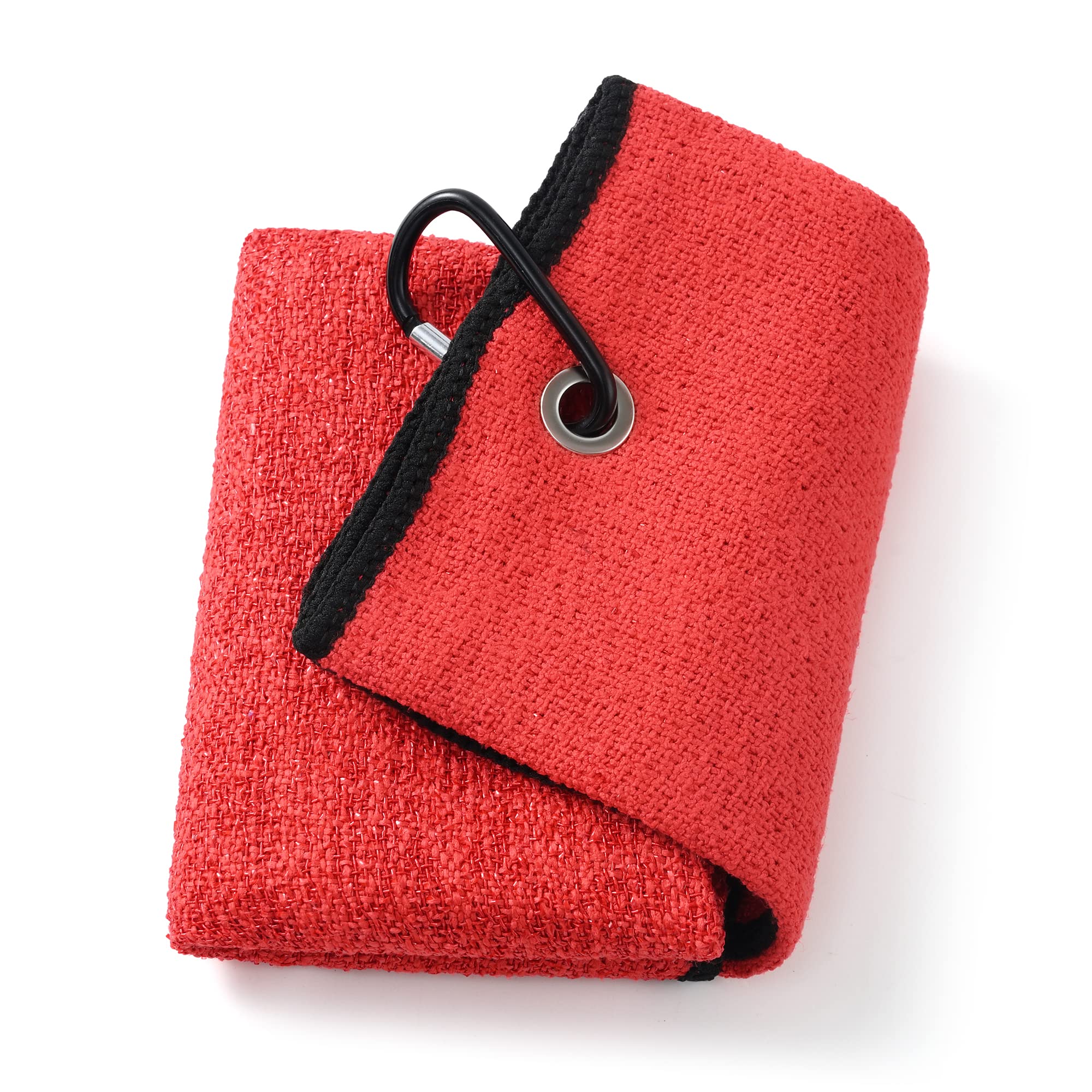 Mile High Life | Tri-fold Golf Towel | Dirt Scrub Side for Club Cleaning and Soft Side for Golf Ball | Brush and Towel in One | Multifunctional Towel | Excellent Water Absorbance (Red)