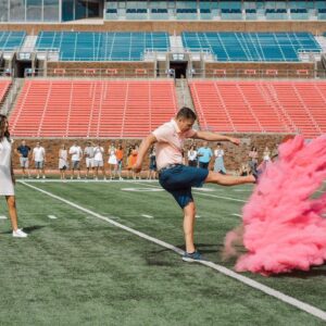 Gender Reveal Football with Pink & Blue Powder - Includes Team Boy and Girl Voting Stickers - Baby Reveal Party Ideas Touchdowns Or Tutus Exploding Reveal Ball Decorations Quarter Back Cheerleader