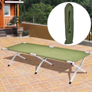 RHB-03A Folding Camping Cot,Outdoor Portable Camp Bed, Sleeping Cots with Carry Bag Green,Thickened Aluminium Tubes and Canvas