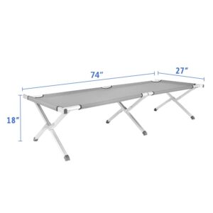 RHB-03A Folding Camping Cot,Outdoor Portable Camp Bed, Sleeping Cots with Carry Bag Green,Thickened Aluminium Tubes and Canvas