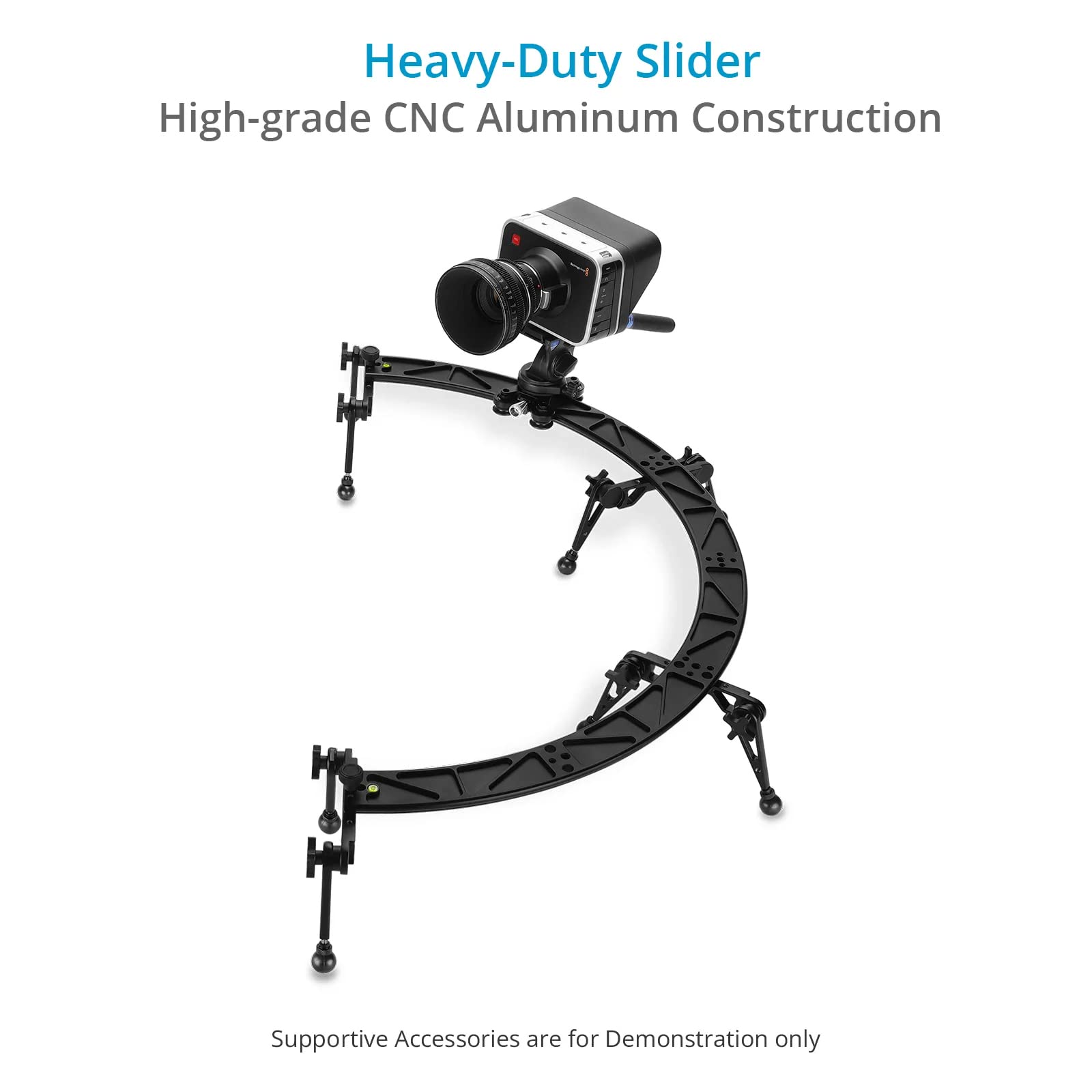 Proaim Curve-180° Curved Video Camera Slider for Tracking/Motion/Parabolic/Reveal Shots & More. Smooth & Balanced Glides, Adjustable Feet. 10kg/ 22lb Payload, 1/4" & 3/8" Tripod Threads (SL-CUR-180)