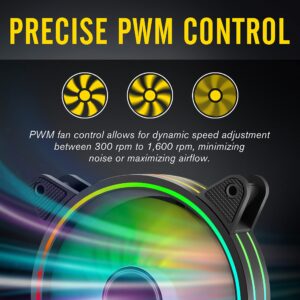 EZDIY-FAB Moonlight 120mm RGB PWM Case Fan with RGB PWM Fan Hub,5V Motherboard Sync,ARGB Computer Fan,Multiple Light Modes-5 Pack