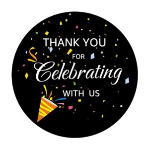 opg thank you for celebrating with us label stickers,adhesive seal sticker decorative stickers for party supplies,100-pack 2"(black)