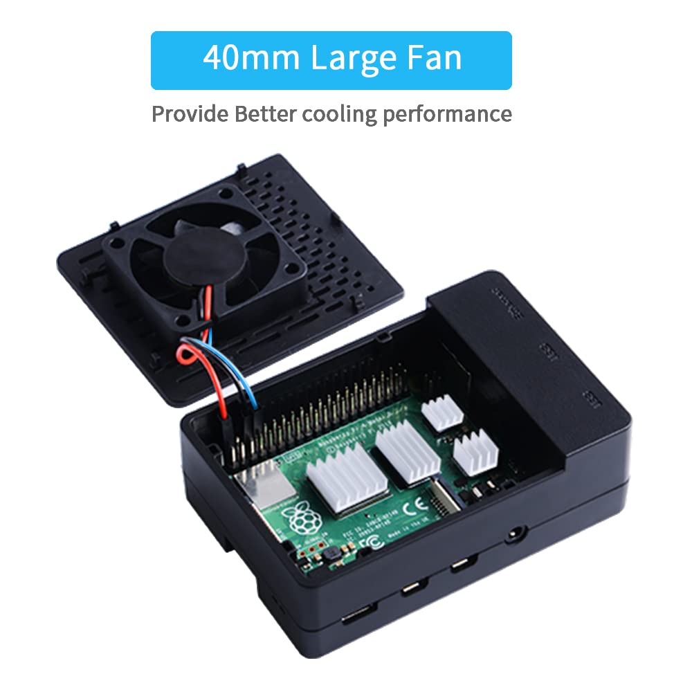 GeeekPi Case for Raspberry Pi 4 with 18W 5V 3.6A Power Supply, Pi 4B Case with PWM Fan 40X40X10mm and 4pcs Heatsinks for Raspberry Pi 4 8GB/4GB/2GB