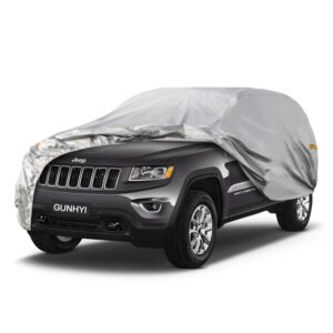 gunhyi 5 layer suv car cover waterproof all weather, universal fit ford explorer, honda pilot, nissan murano, jeep grand cherokee, hyundai palisade, volkswagen atlas etc, up to 201 inch