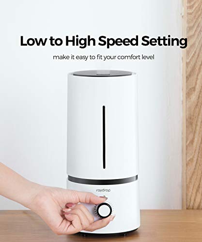 raydrop Cool Mist Humidifiers for Home Babies, 1.70 L Quiet and Small Ultrasonic Humidifier for Bedroom Nightstand, Space Saving, Auto Shut Off - (0.45 Gallon, US 110 V)