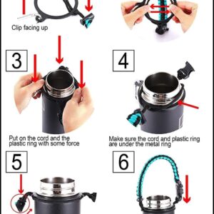 IRON °FLASK Paracord Handle - Fits Wide Mouth Water Bottles - Durable Carrier, Secure Accessories, Survival Strap Cord, Safety Ring, and Carabiner - Seven Core Paracord Bracelet