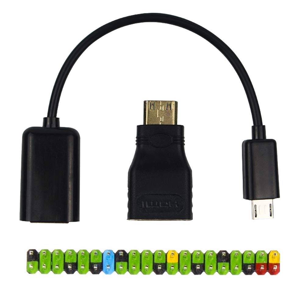 3 in 1 Raspberry Pi Zero Adapter Kit: Color Coded GPIO Header, Mini-HDMI to HDMI, Micro USB to USB