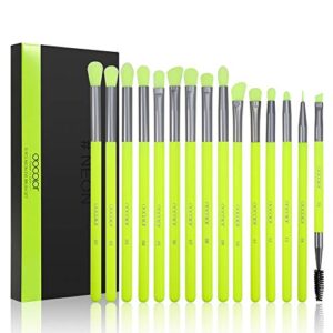 docolor eyeshadow brush set 15pcs eye makeup brushes professional makeup brush set eye shadow blending concealer eyebrow eyelash eye liners premium synthetic eyeshadow crease brow brush, neon green