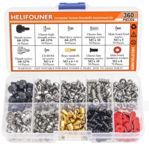 helifouner 360 pieces computer standoffs screws assortment kit for hard drive computer case motherboard fan power graphics