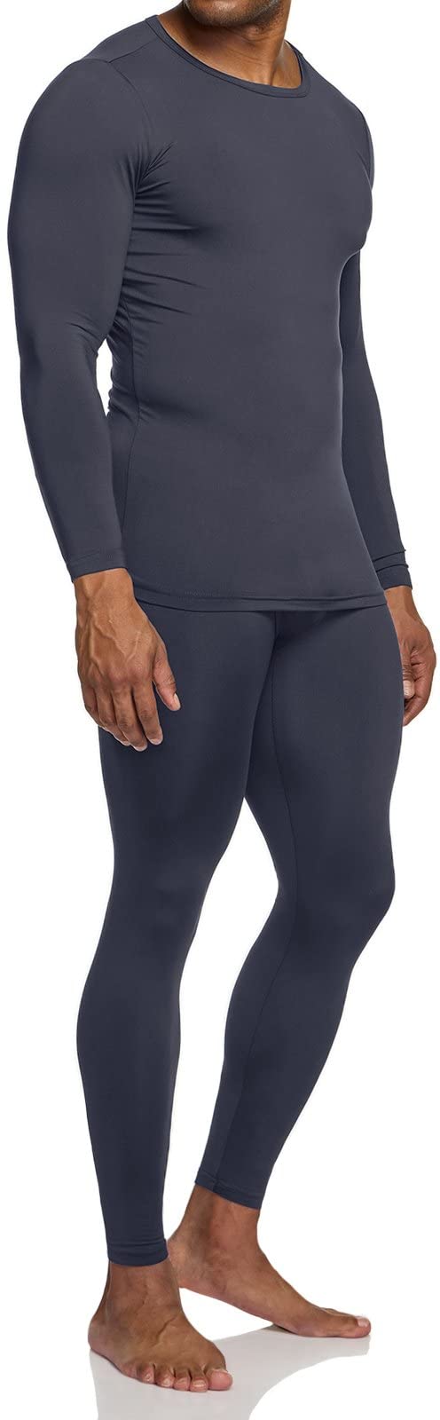 TSLA Men's Thermal Underwear Set, Microfiber Soft Fleece Lined Long Johns, Winter Warm Base Layer Top & Bottom, Soft Micro Fleece Dark Grey, Large