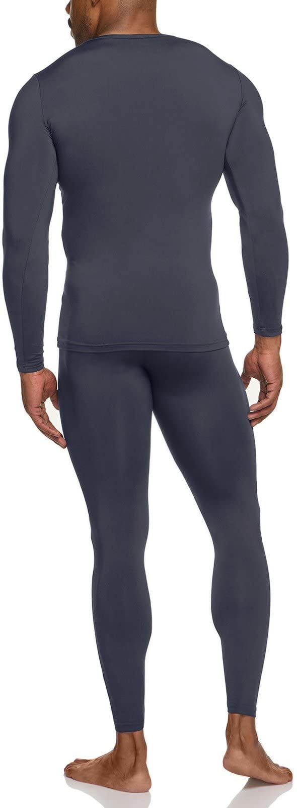 TSLA Men's Thermal Underwear Set, Microfiber Soft Fleece Lined Long Johns, Winter Warm Base Layer Top & Bottom, Soft Micro Fleece Dark Grey, Large