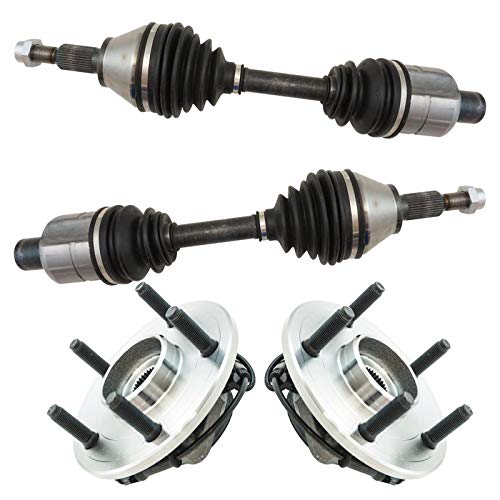 TRQ Front CV Axle Shafts & Wheel Hub Bearing Assemblies Set of 4 Compatible with 2012-2018 Ram 1500