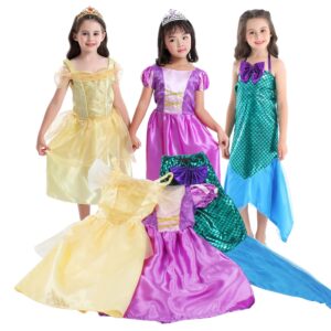 vgofun princess dresses for girls princess costume dresses 3 pcs dress up clothes pretend play for little girls ages 3-6