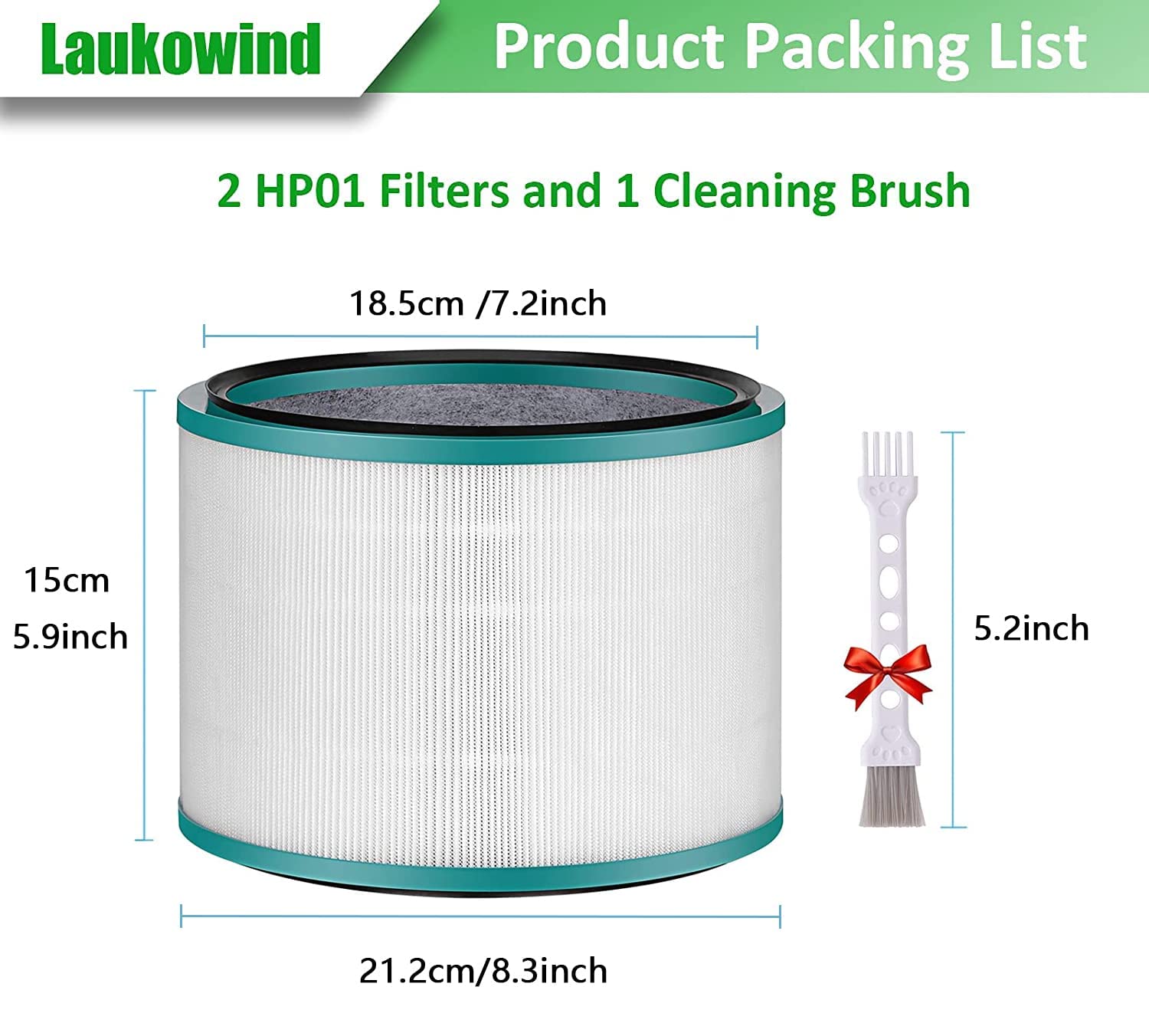 Air Purifier Filter Replacements for Dyson HP01, HP02, DP01 Desk Purifiers, HEPA Filter Compatible with Dyson Desk Purifier, Air Purifier Filter Replacement, Compare to Part # 968125-03, 2 Pack