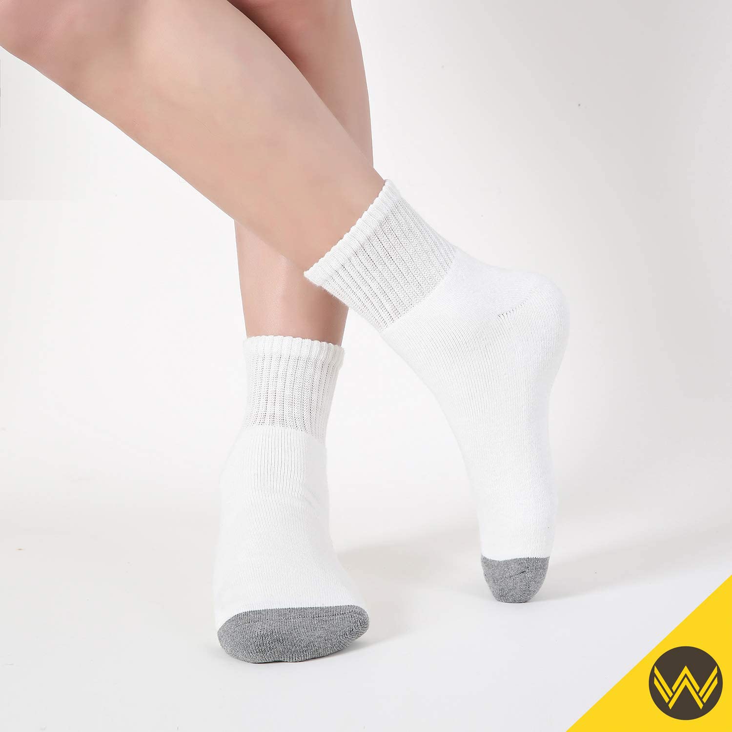 WANDER Men's Athletic Ankle Socks 3-8 Pairs Thick Cushion Running Socks for Men&Women Cotton Socks 7-9/9-12/12-15 (8 Pair A-white, Shoe Size: 12-15)