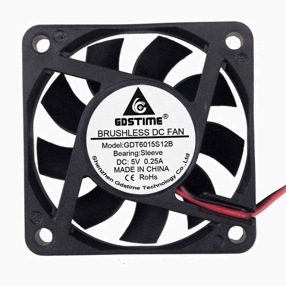 GDSTIME 60mm x 60mm x 15mm 5V 2PIN DC Brushless Cooling Fan