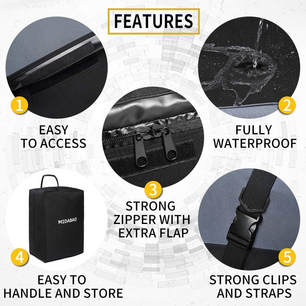 MIDABAO 20 Cubic Waterproof Duty Car Roof Top Carrier-Car Cargo Roof Bag Car Roof Top Carrier - Waterproof & Coated Zippers- Includes Anti-Slip Mat- for Cars with or Without Racks (20 Cubic Feet)