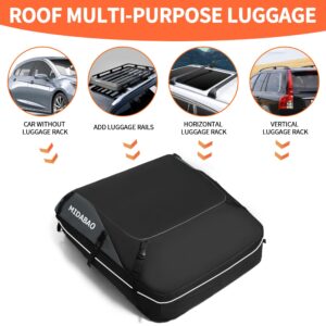 MIDABAO 20 Cubic Waterproof Duty Car Roof Top Carrier-Car Cargo Roof Bag Car Roof Top Carrier - Waterproof & Coated Zippers- Includes Anti-Slip Mat- for Cars with or Without Racks (20 Cubic Feet)