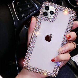 Bonitec Jesiya for iPhone 11 Pro Max Case 3D Glitter Sparkle Bling Case Luxury Shiny Crystal Rhinestone Diamond Bumper Clear Protective Case Cover Clear for Women