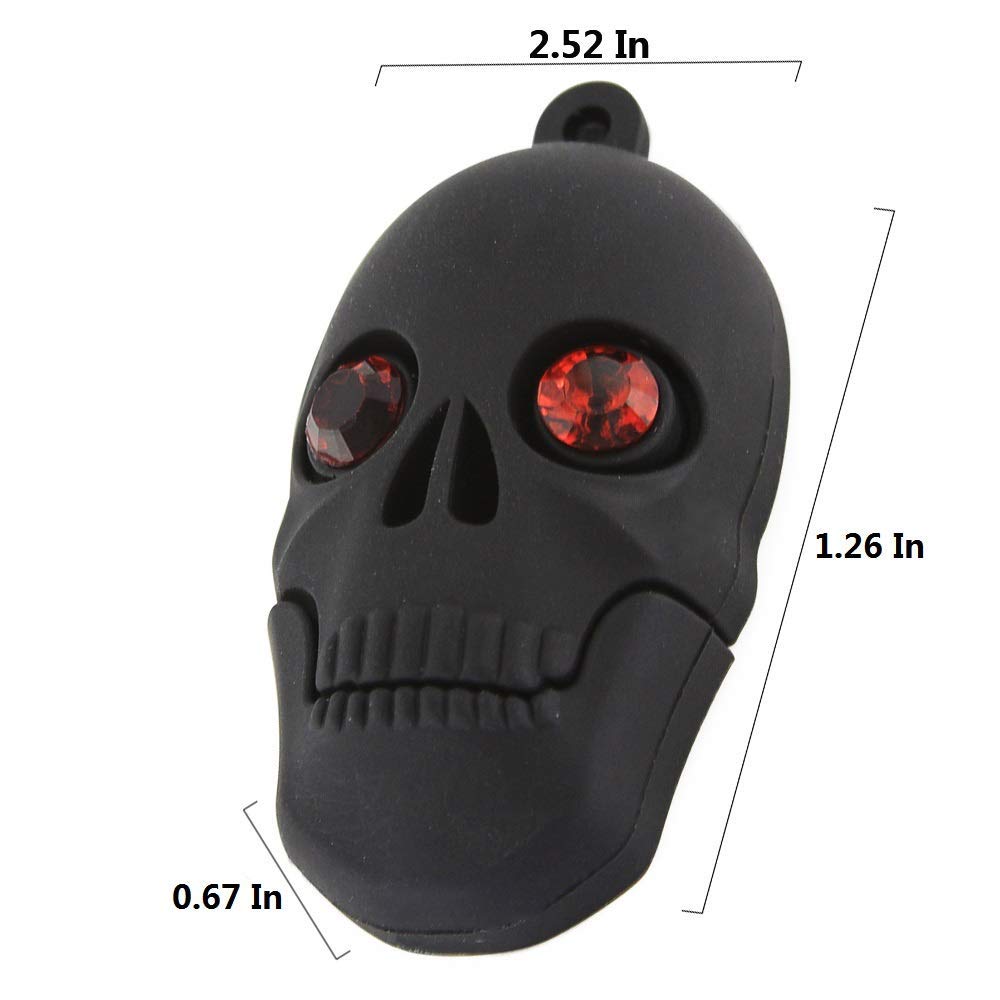 3C Light Creative Black Skull Shape Pen Drive 128GB USB 2.0 Flash Drive Data Storage Thumb Drive Jump Drive Keychain Jump Drive Memory Stick Gift (128GB, Black Skull)