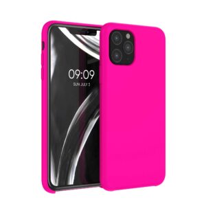kwmobile case compatible with apple iphone 11 pro case - tpu silicone phone cover with soft finish - neon pink