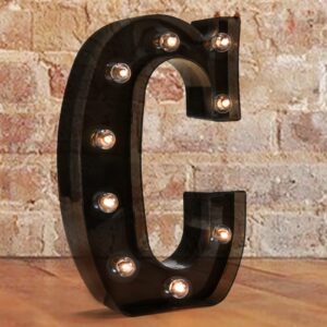 Pooqla Decorative LEDs Illuminated Letter Marquee Sign - Alphabet Marquee Letters with Lights for Wedding Birthday Party Christmas Night Lights Lamp Home Bar Decoration C, Black