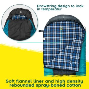 Bessport Sleeping Bag Winter | Flannel Lined 18℉ - 32℉ Extreme 3-4 Season Warm & Cool Weather Adult Sleeping Bags Large | Lightweight, Waterproof for Camping, Backpacking, Hiking