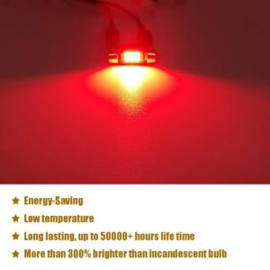 iBrightstar Newest 9-30V Extremely Bright 211-2 212-2 578 Festoon LED Bulbs Error Free 1.61" 41mm for Interior Map Dome Lights and License Plate Courtesy Lights, Red