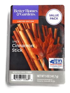 better homes & gardens spicy cinnamon stick value pack scented wax cubes 5.0 oz