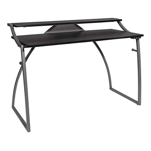 OSP Home Furnishings Alpha Battlestation Gaming Desk, Black