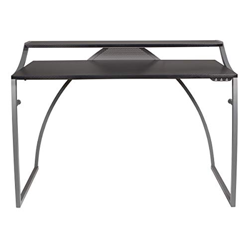 OSP Home Furnishings Alpha Battlestation Gaming Desk, Black