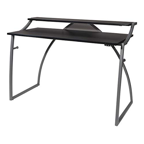 OSP Home Furnishings Alpha Battlestation Gaming Desk, Black