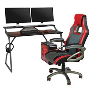 OSP Home Furnishings Alpha Battlestation Gaming Desk, Black