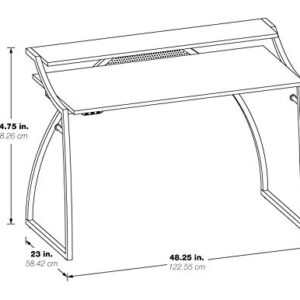 OSP Home Furnishings Alpha Battlestation Gaming Desk, Black