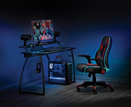 OSP Home Furnishings Alpha Battlestation Gaming Desk, Black