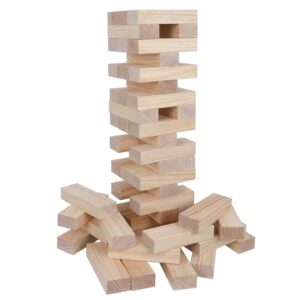 TUAHOO Outdoor Games Giant Tumble Tower (Stacks to 4+ Feet), Jumbo Tumbling Timber, Wood Stacking Backyard Game for Kids Adult Family Fun, 54-Blocks + Storage Bag