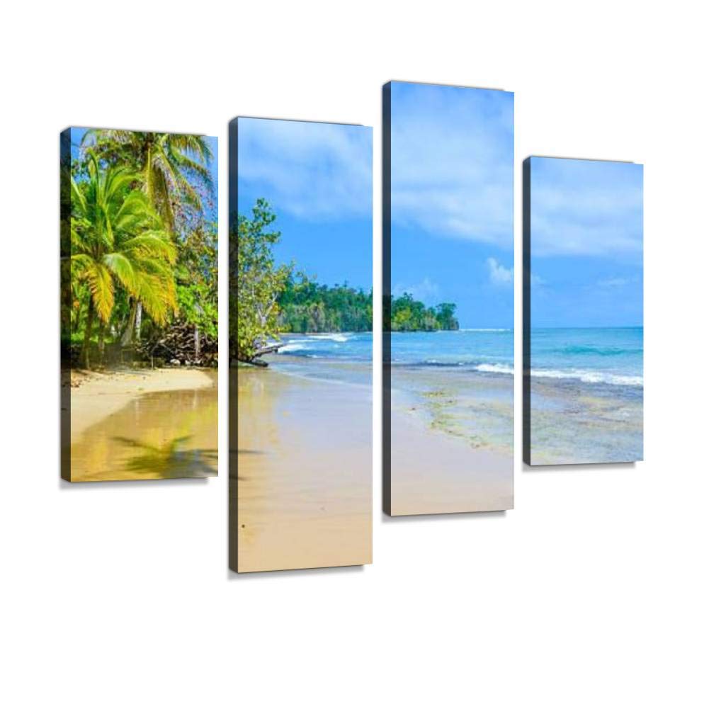 4 Panels Canvas paintings - Paradise Tropical Island Bocas del Toro Island Colon - Wall Art modern Posters Framed Ready to Hang for Home Wall Decor