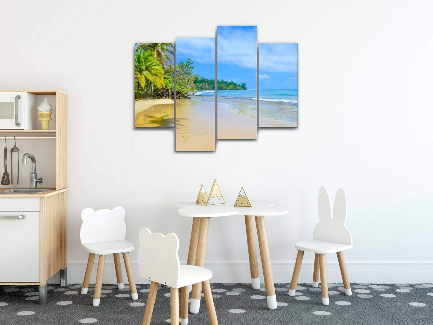 4 Panels Canvas paintings - Paradise Tropical Island Bocas del Toro Island Colon - Wall Art modern Posters Framed Ready to Hang for Home Wall Decor