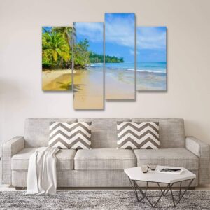 4 Panels Canvas paintings - Paradise Tropical Island Bocas del Toro Island Colon - Wall Art modern Posters Framed Ready to Hang for Home Wall Decor