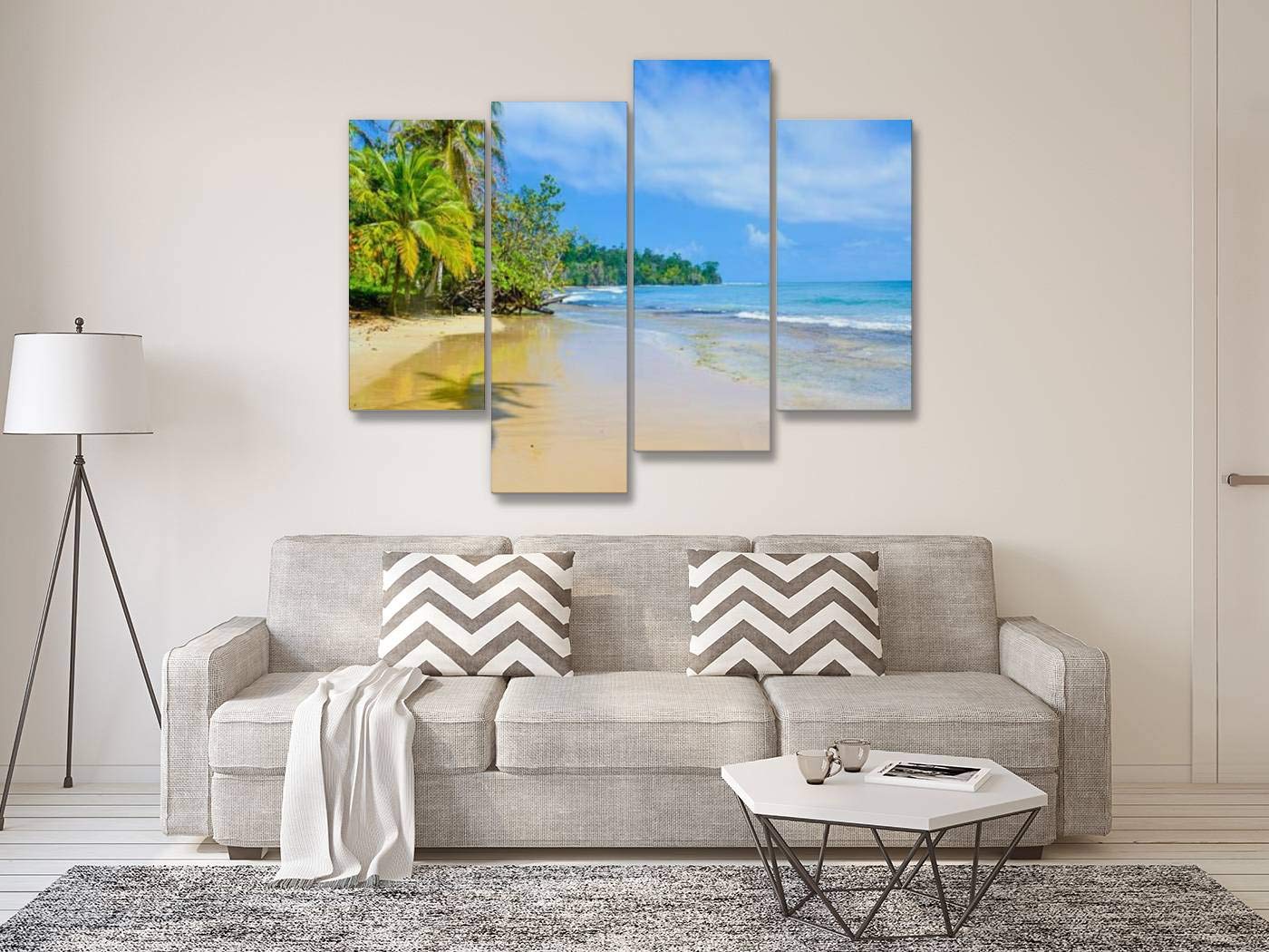 4 Panels Canvas paintings - Paradise Tropical Island Bocas del Toro Island Colon - Wall Art modern Posters Framed Ready to Hang for Home Wall Decor