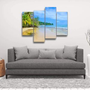 4 Panels Canvas paintings - Paradise Tropical Island Bocas del Toro Island Colon - Wall Art modern Posters Framed Ready to Hang for Home Wall Decor