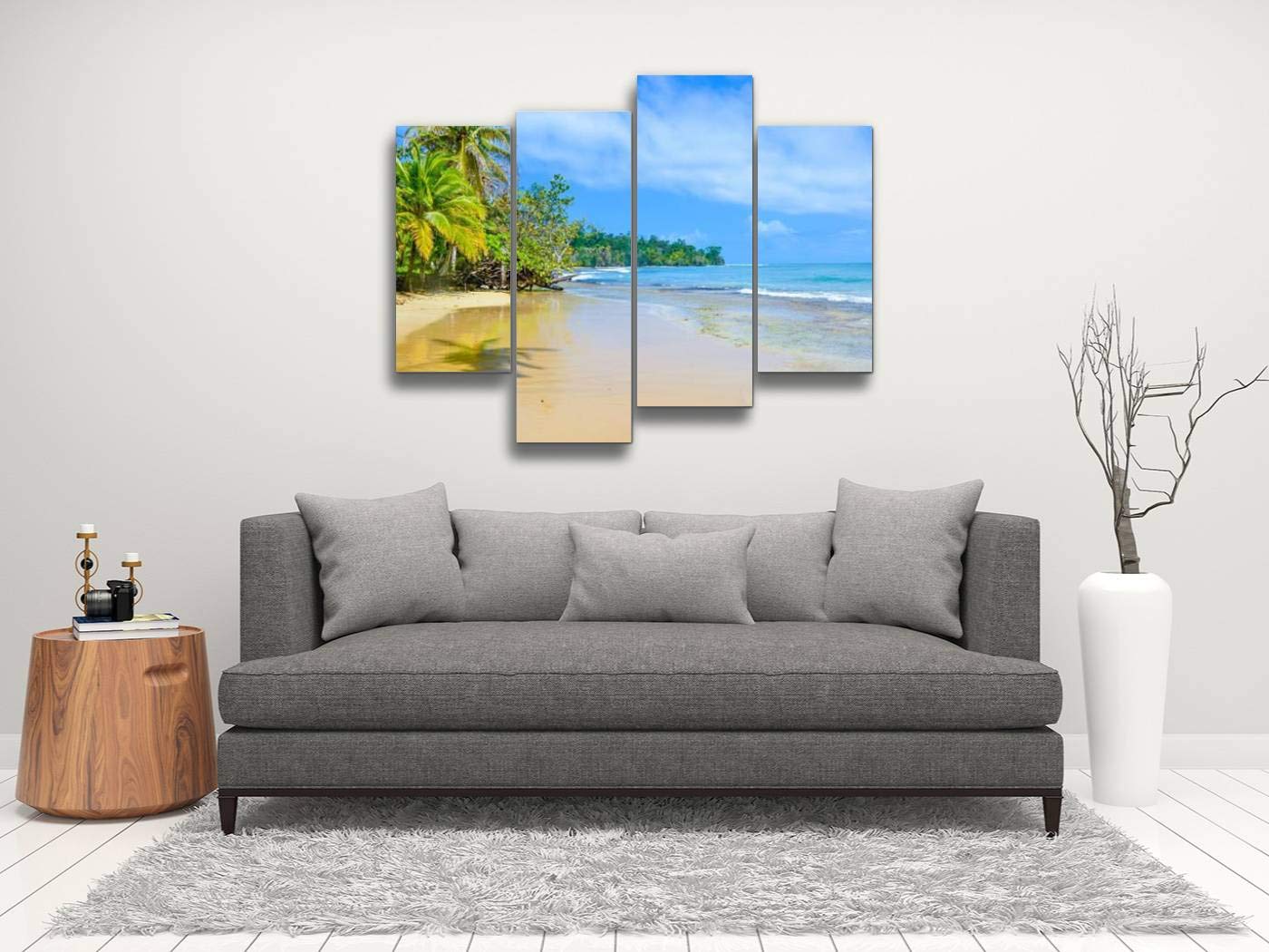 4 Panels Canvas paintings - Paradise Tropical Island Bocas del Toro Island Colon - Wall Art modern Posters Framed Ready to Hang for Home Wall Decor