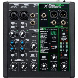 mackie profx6v3 6-channel mixer with usb and effects