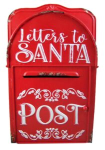 wowser distressed hand painted red metal letters to santa mail post box, 15 1/4 inch